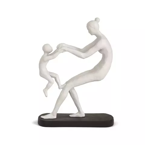 ESCULTURA EM POLIRRESINA BRANCA MÃE E FILHO