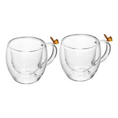 XÍCARA DE CHÁ SUN GARDEN VIDRO BOROSSILICATO 180ML - CONJUNTO COM 2