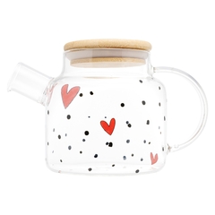 CHALEIRA DE VIDRO COM TAMPA DE BAMBU HEART 600ML - comprar online