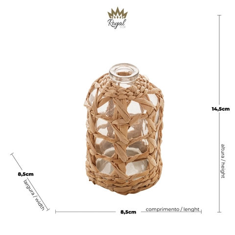 VASO VIDRO E FIBRA NATURAL 9x15CM