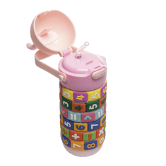 GARRAFA INFANTIL EDUCATIVA COM TAMPA COELHO ROSA 500ML