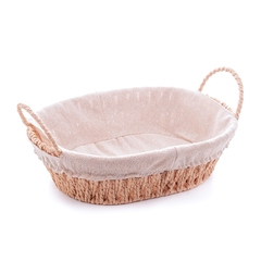 CESTA EM FIBRA DE CELULOSE OVAL COM ALÇA E FORRO EM TECIDO 29x20x12CM