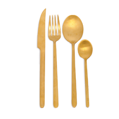 FAQUEIRO ACO INOX PREMIUM DOURADO FOSCO - JOGO COM 24 PEÇAS