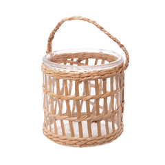 CASTIÇAL DE VIDRO E FIBRA NATURAL 12,5x12CM - comprar online