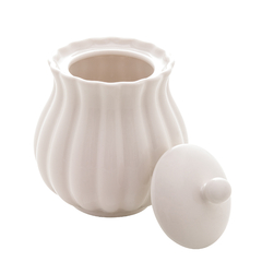 POTE MULTIUSO DE PORCELANA PÉTALA BRANCO MATT 10x8,5CM