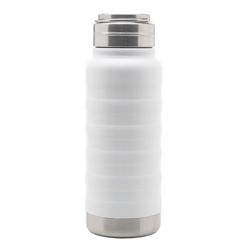 GARRAFA TÉRMICA DE AÇO INOX COM ALÇA BRANCA 600ML