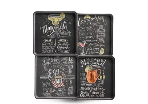 PRATOS APERITIVOS DRINKS - CONJUNTO COM 4