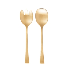 CONJUNTO COLHER E GARFO AÇO INOX PARA SALADA BERNA DOURADO FOSCO - 2 PEÇAS