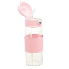 GARRAFA DE VIDRO COM CINTA EM COURO E CANUDO 500ML - comprar online