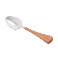 COLHERES PARA SOBREMESA MILÃO DE AÇO INOX COM CABO TIPO AMADEIRADO 16,5CM - COM 6