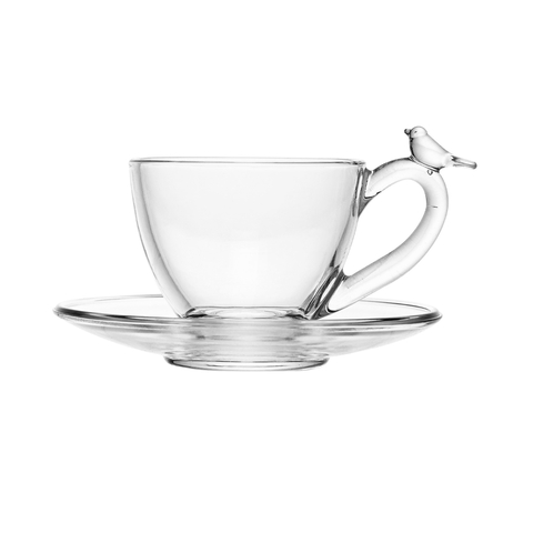 XCARA DE CAFÉ COM PIRES BIRD CRISTAL ECOLOGICO 80ML - CONJUNTO COM 4