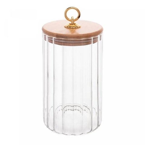 POTE DE VIDRO COM TAMPA DE BAMBU CLASSIC 850ML