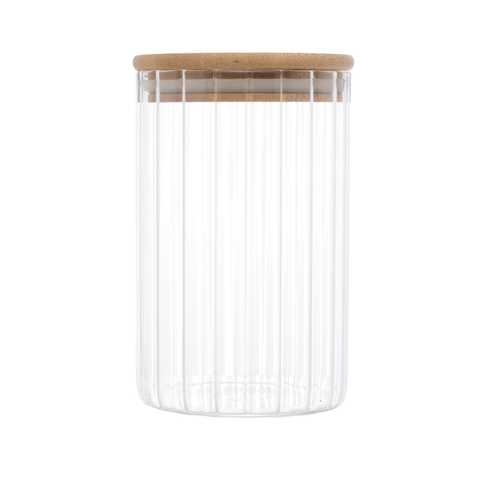 POTE DE VIDRO COM TAMPA DE BAMBU 700ml