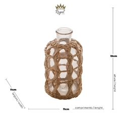 VASO VIDRO E FIBRA NATURAL 11x20CM - EntreLaço Casa