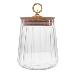 POTE DE VIDRO COM TAMPA DE BAMBU CLASSIC 650ML