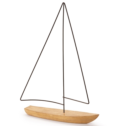 ESCULTURA BARCO EM POLIRRESINA E METAL