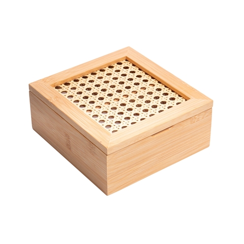 CAIXA ORGANIZADORA DE BAMBU COM TRELIÇA 17x16x7,5CM