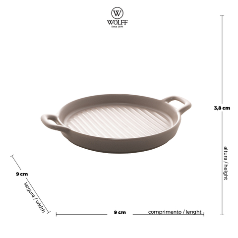 TRAVESSA PORCELANA NÓRDICA CINZA MATT COM ALÇAS 16CM