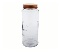 Frasco Redondo De Vidrio Tapa Cobre.