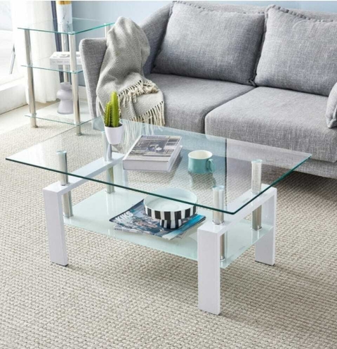 Mesa ratona de vidrio rectangular