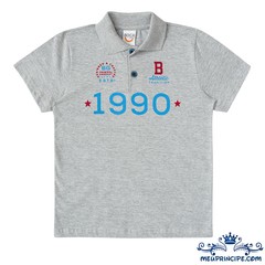 Conjunto Juvenil Polo e Bermuda Jeans Cinza - comprar online