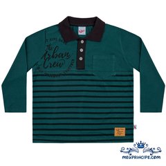 Polo Infantil Manga Longa Verde
