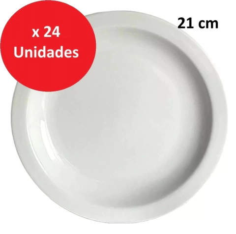 $4941- plato playo 21 cm porcelana blanca Ricony