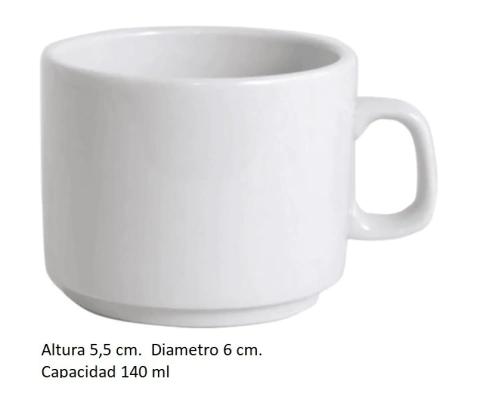 Taza de café 140 ml sin plato Porcelana Ceramica blanca