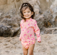KIT X2 / REMERA CON CIERRE + Bombachita para El Agua Con Pañal Integrado FLAMINGO UPF 50+ IPLAY - Babybam