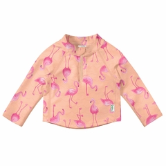 KIT X3 NENA / REMERA + SOMBRERO + TRAJE DE BAÑO CON PAÑAL INTEGRADO FLAMINGO - PROTECCION UPF+50 - GREENSPROUTS - Babybam