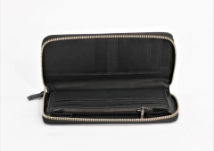 Billetera de cuero XL negra cierre niquel - tienda online