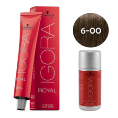 Água Oxigenada 20 Vol 6% 60ml + Tintura 6-00 Louro Escuro Natural Extra 60g Igora Royal Schwarzkopf