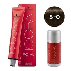 Água Oxigenada 6% 20 Vol 60ml + Coloração 5-0 Castanho Claro Natural 60g Igora Royal Schwarzkopf
