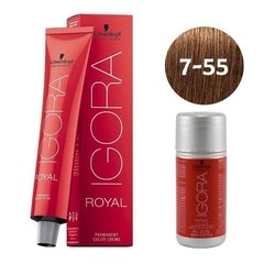 Água Oxigenada 6% 20 Vol 60ml + Coloração 7-55 Louro Médio Dourado Extra 60g Igora Royal Schwarzkopf