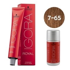 Água Oxigenada 6% 20 Vol 60ml + Coloração 7-65 Louro Médio Marrom Dourado 60g Igora Royal Schwarzkopf
