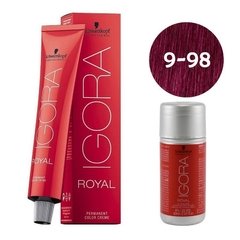 Água Oxigenada 6% 20 Vol 60ml + Coloração 9-98 Louro Extra Claro Violeta Vermelho 60g Igora Royal Schwarzkopf