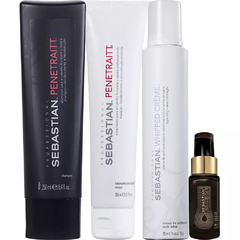 Kit Shampoo 250ml + Máscara 150ml + Mousse 150ml + Óleo Dark Oil GRÁTIS Sebastian Wella