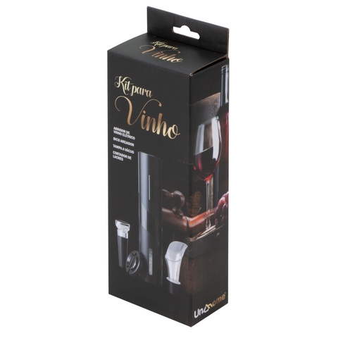 Kit Abridor De Vinho Saca Rolhas Elétrico Bico Rolha Lacre