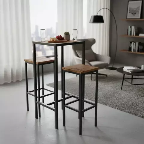 Mesa Barra Extensión Cervecera Industrial 50x40 + 2 Bancos