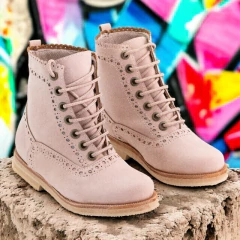 Mod. Borcego Sarah Picado - Nobuk Nude - Talles 20 al 40 - comprar online