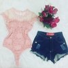 Body de renda com tule