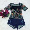 Blusa tule bordada com top
