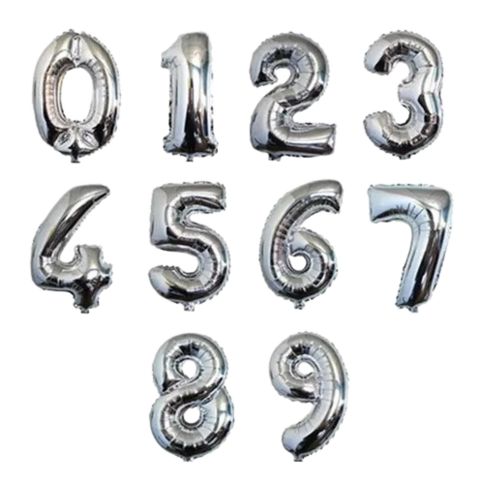 GLOBO NUMERO 32" PLATA