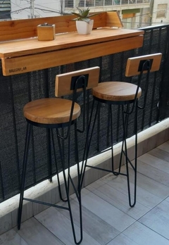 COMBO X 2 BANQUETAS/ TABURETES hierro y madera