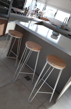 COMBO 2 BANQUETA/TABURETE HIERRO Y MADERA SIN RESPALDO - comprar online