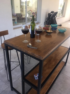 Barra Hierro Y Madera con 2 estantes, 140 x 60 cm - Pitucas Deco