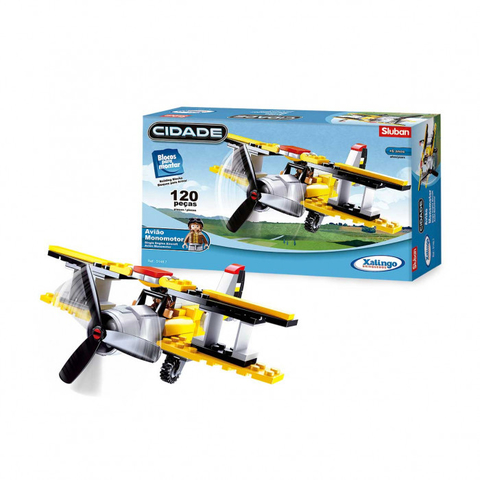 Blocos de Montar Avião Monomotor - 120 Peças
