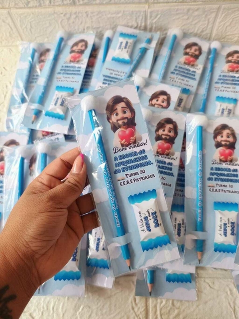 Card com Lápis e bala - Personalizado qualquer tema