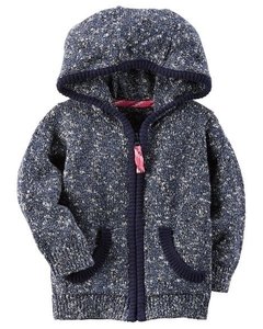Campera tejida azul con capucha talle 6 meses
