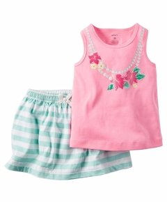 Conjunto pollera de algodón con bombachudo y musculosa talle 9 meses en internet